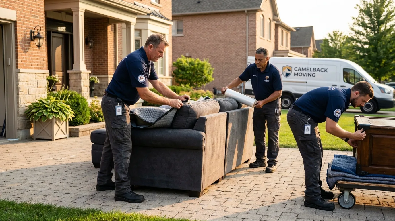 Large estate moving crew wrapping furniture in Kellyville, OK