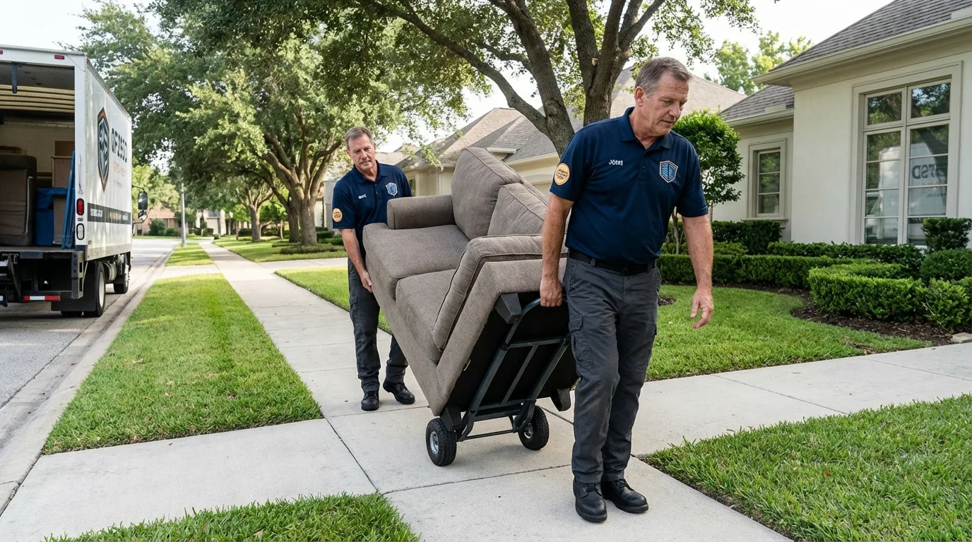 Local residential moving crew loading furniture in Kellyville, OK